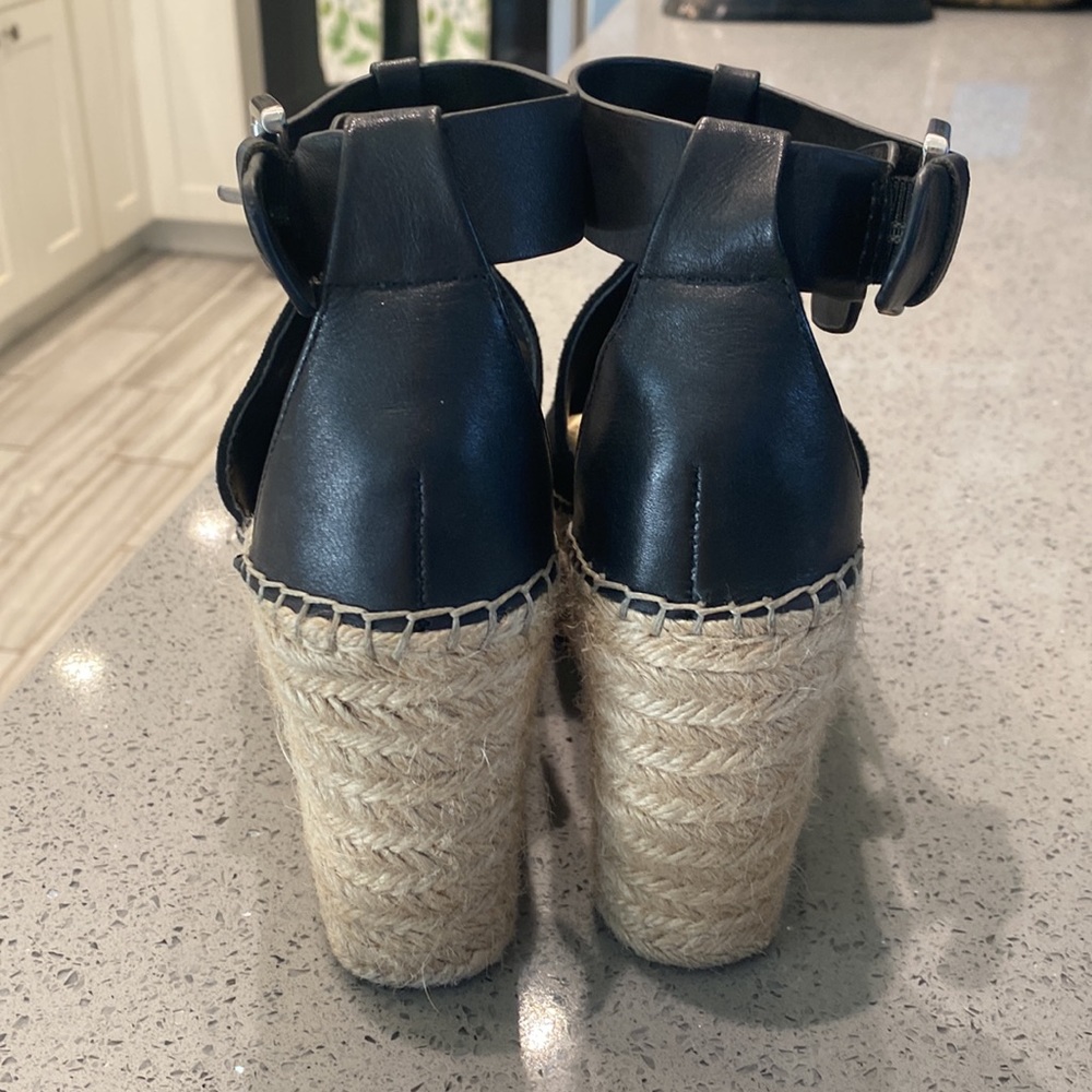 Marc Fisher Black Suede Espadrille Wedge Sandals - Picture 3 of 8